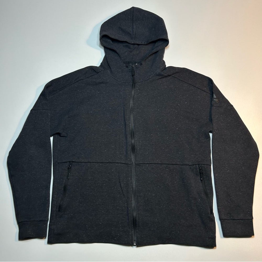 Adidas ID Stadium Full-Zip Hoodie Heathered Dark Grey Carbon Size XL